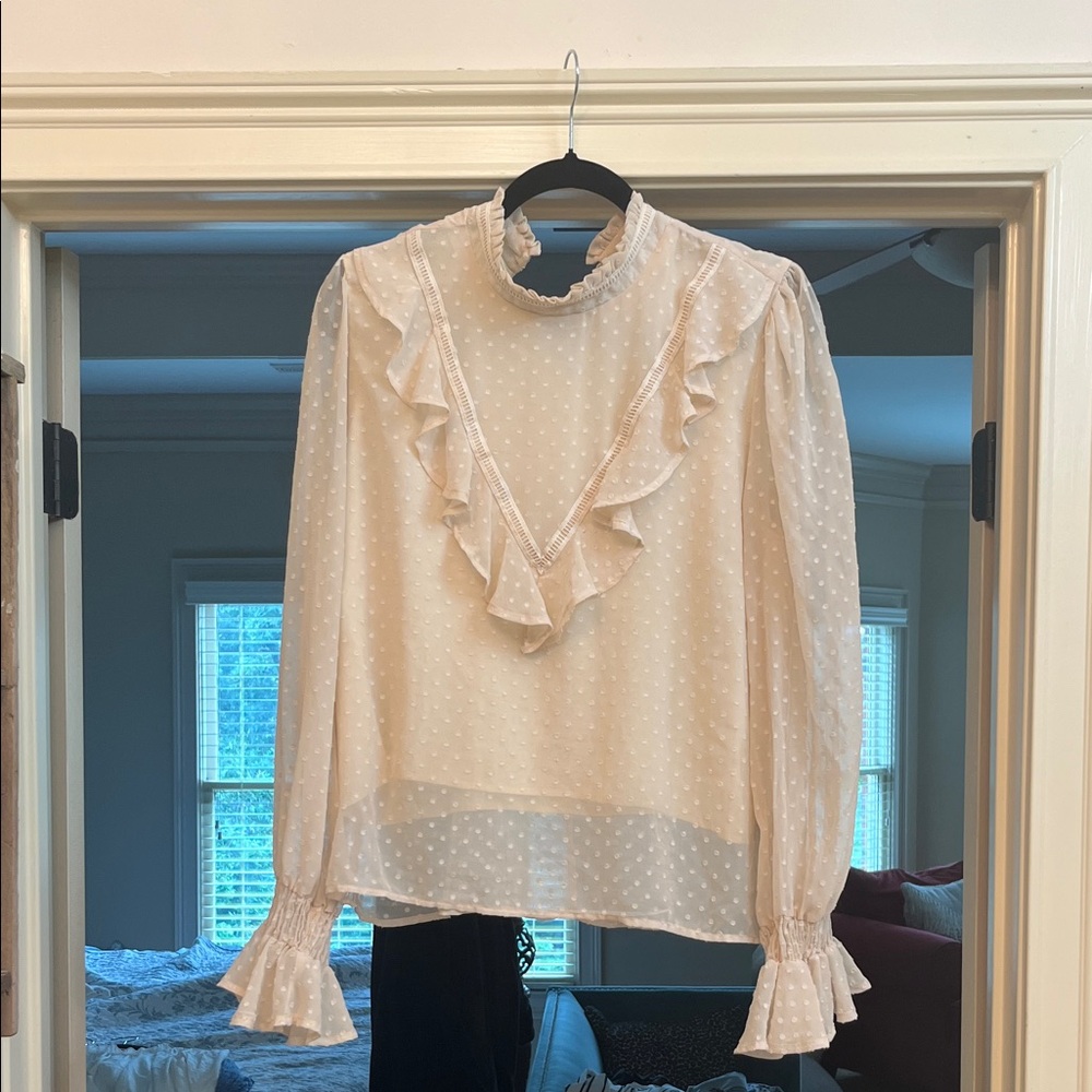 Elegant Cream Ruffled Blouse for Women